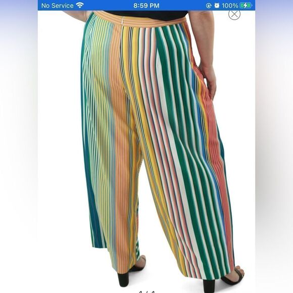 Maree Pour Toi Striped Pink and Green Slit Pants Sz 22 - Picture 5 of 16
